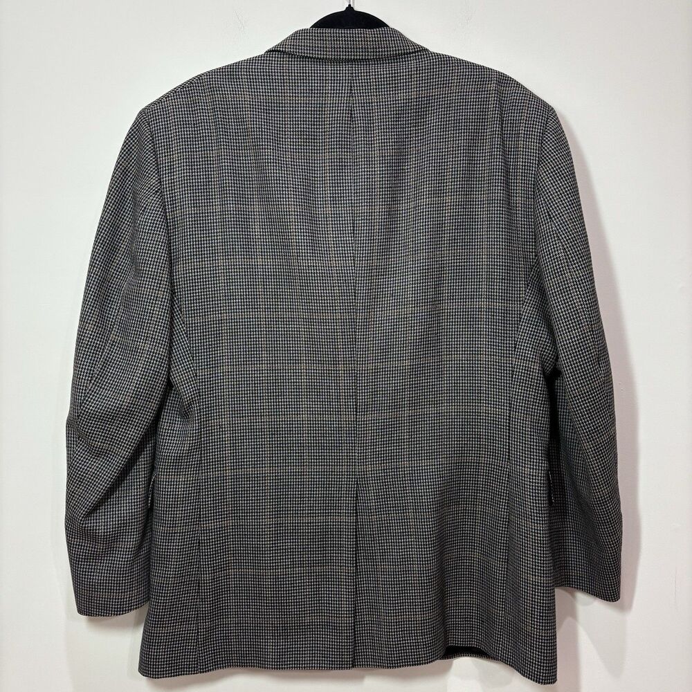 Jos A Bank Houndstooth Silk Wool Gray Blazer Men 42R Sport Coat Old Money Career - Picture 4 of 11